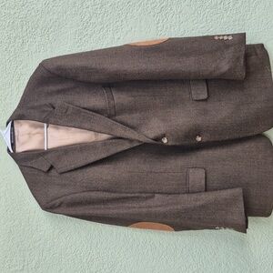 Andy Thornal (USA) Men's Classic Brown Herringbone Blazer W/Tan Elbow Patches